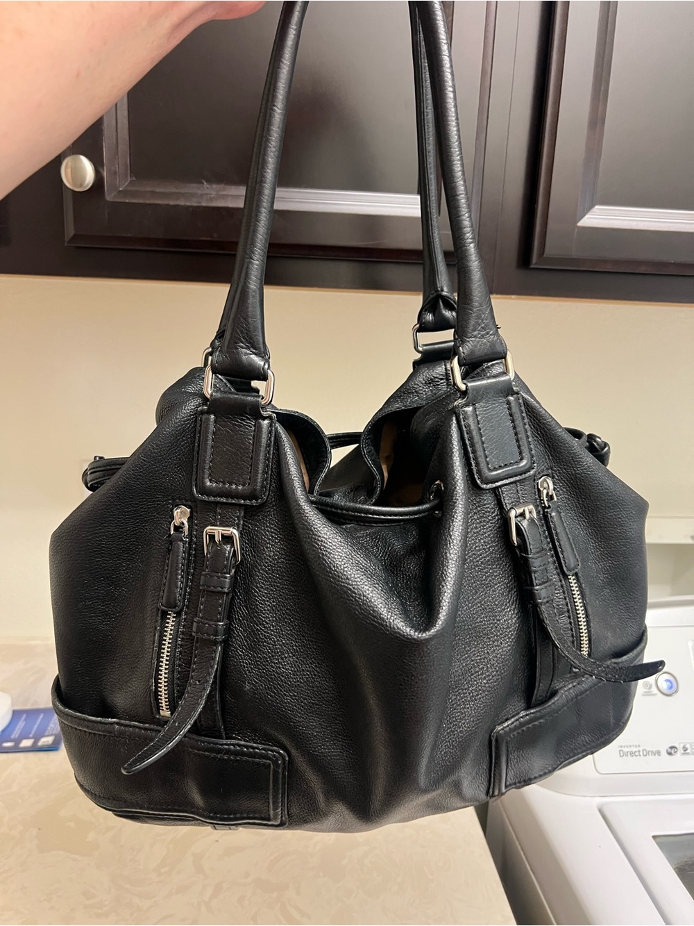 Cole Haan Black Pebbled Genuine Leather Shoulder Bag
